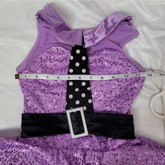 WEISSMAN purple sequin tutu one piece costume with‎ tie tap jazz IC 7/8 - Picture 9 of 11